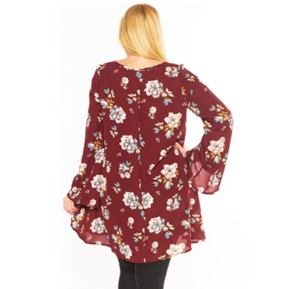 PLUS SZ 🌟Burgundy Bell Long Sleeve - Picture 2 of 5